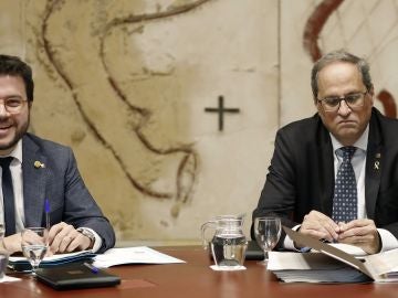 El presidente de la Generalitat, Quim Torra, y su vicepresidente, Pere Aragonés El presidente de la Generalitat, Quim Torra, y su vicepresidente, Pere Aragonés