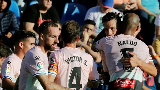 El Espanyol celebra el gol de la victoria ante el Levante El Espanyol celebra el gol de la victoria ante el Levante