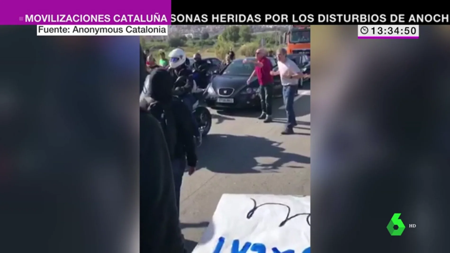 Enfrentamientos entre defensores de la unidad de España e independentistas por el corte de la carreta N340