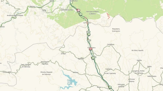 Mapa del estado de las carreteras catalanas en la frontera de La Jonquera Mapa del estado de las carreteras catalanas en la frontera de La Jonquera