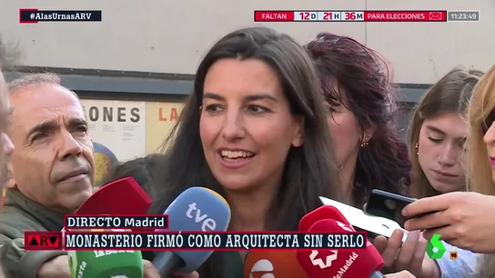 Rocío Monasterio (Vox) evita responder sobre los planos que validó antes de ser arquitecta: "En 20 años he firmado muchos" Rocío Monasterio (Vox) evita responder sobre los planos que validó antes de ser arquitecta: "En 20 años he firmado muchos"