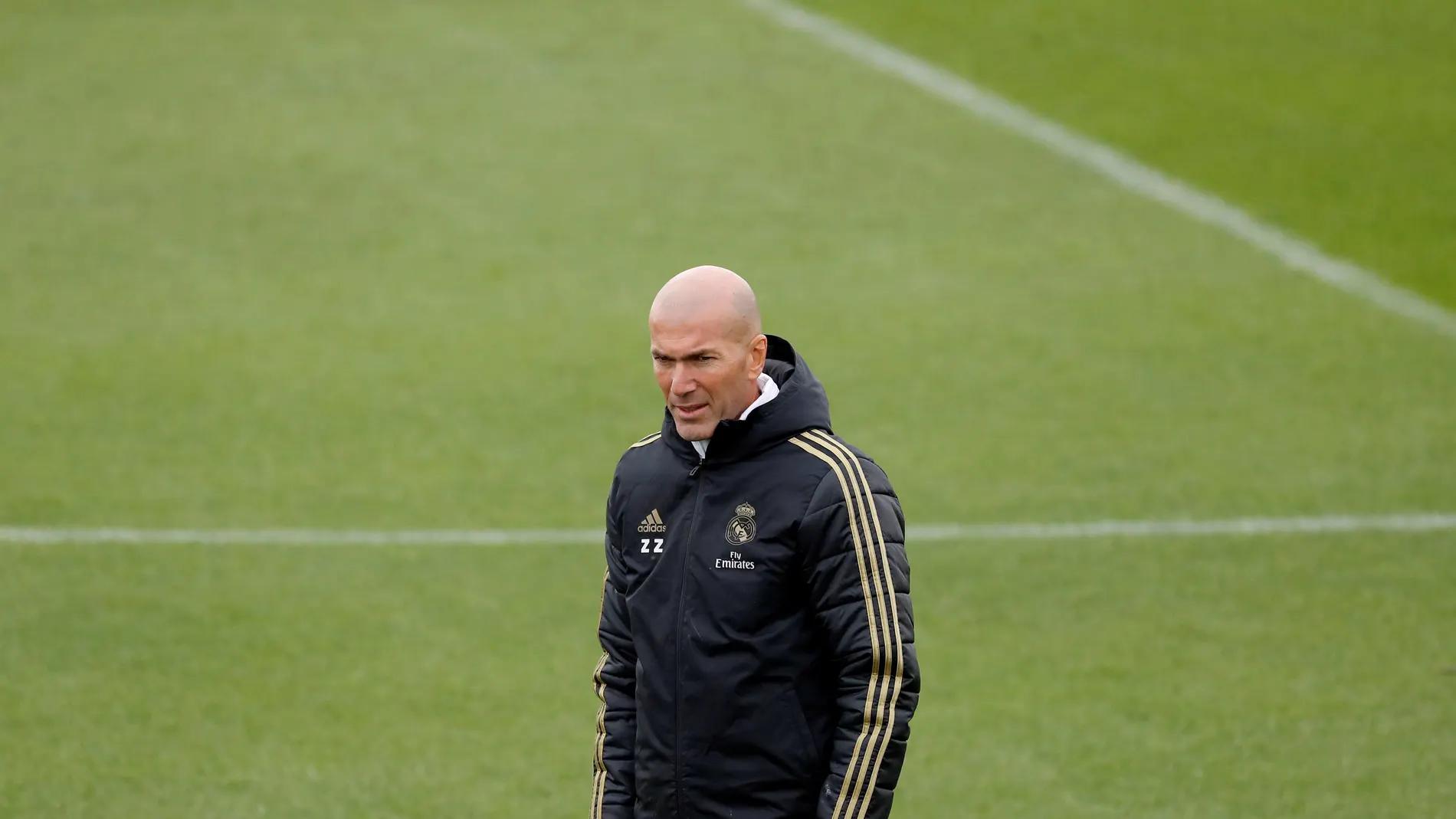 Zinedine Zidane, durante un entrenamiento del Real Madrid