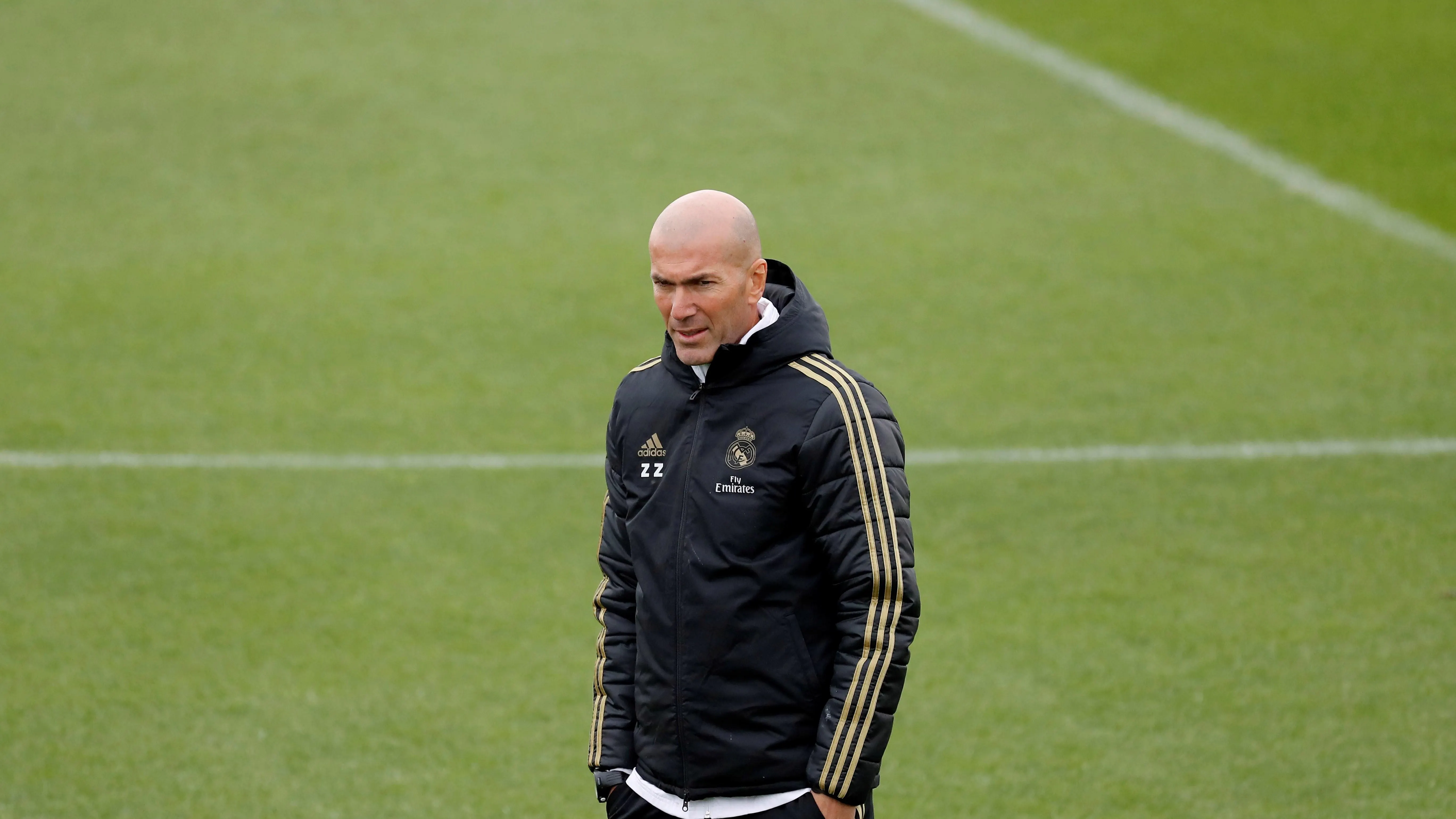 Zinedine Zidane, durante un entrenamiento del Real Madrid