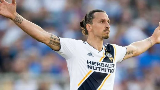 Ibrahimovic celebrando un gol con los Galaxy Ibrahimovic celebrando un gol con los Galaxy