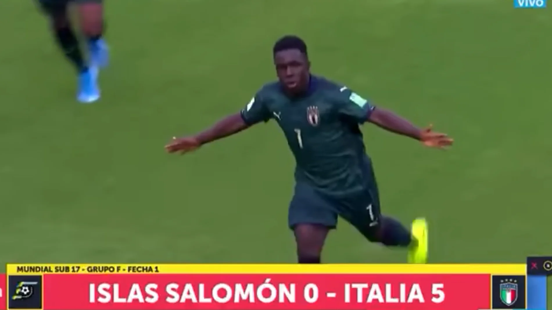 Momento del partido entre Islas Salomón e Italia
