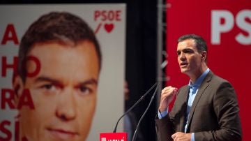 Pedro Sánchez, durante el acto de presentación de campaña