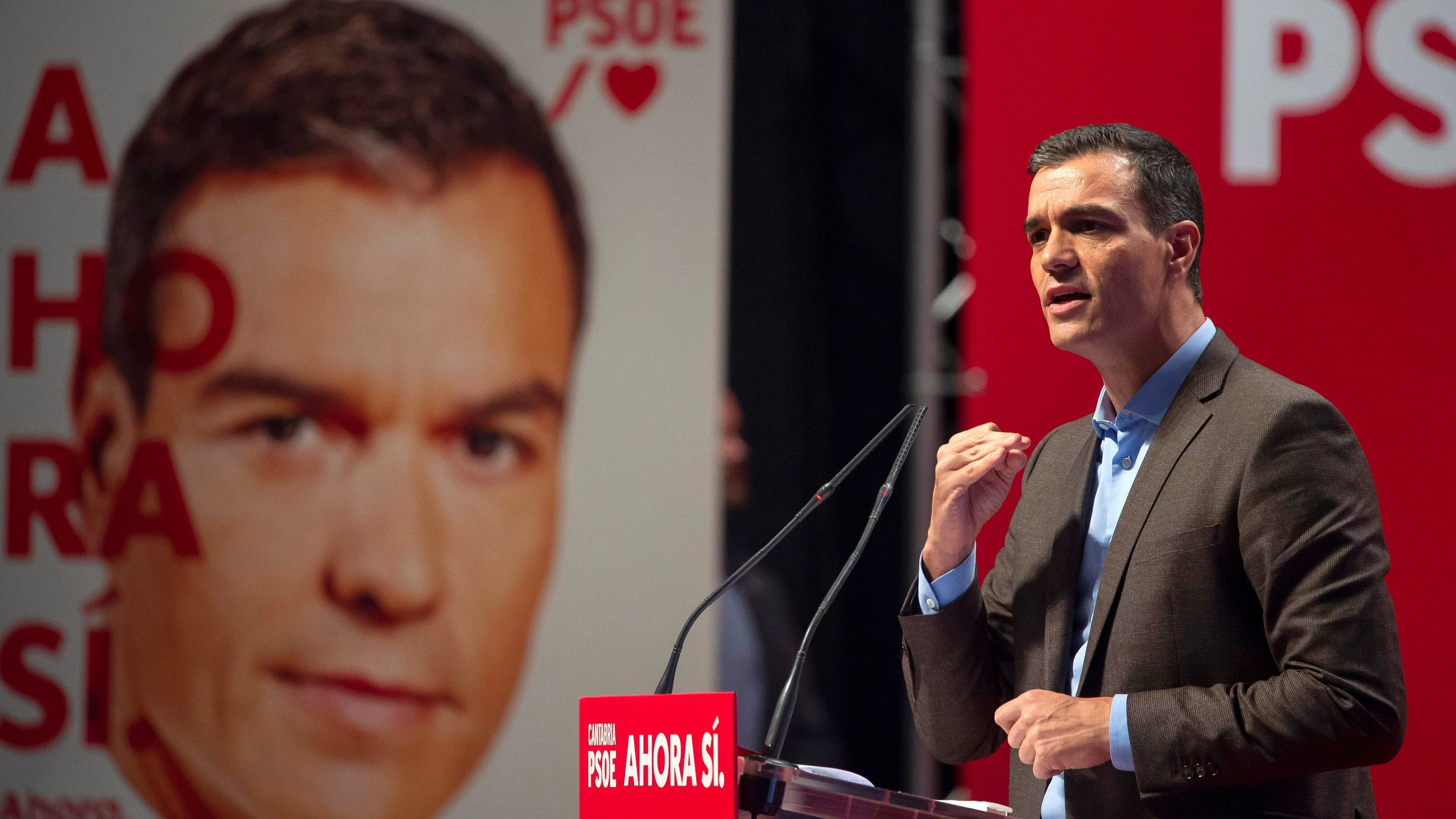 Pedro Sánchez, durante el acto de presentación de campaña