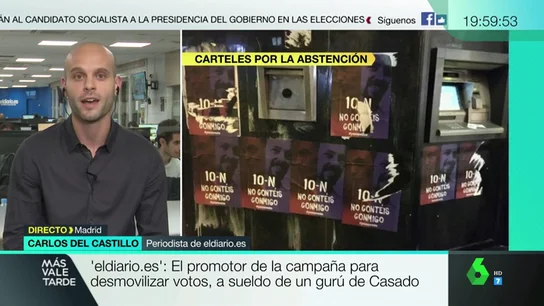 Carlos del Castillo: "Tenemos pruebas de que quien ha hecho los anuncios trabaja para el gurú de Pablo Casado" Carlos del Castillo: "Tenemos pruebas de que quien ha hecho los anuncios trabaja para el gurú de Pablo Casado"