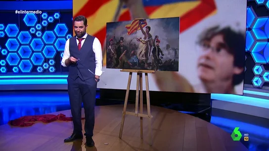 La obra de arte de El Intermedio para Carles Puigdemont: "Se le ven los melones; no lleva sujetador porque está en contra de la opresión" La obra de arte de El Intermedio para Carles Puigdemont: "Se le ven los melones; no lleva sujetador porque está en contra de la opresión"