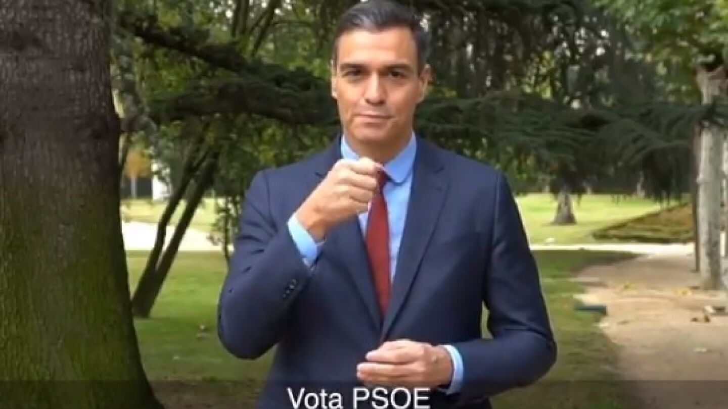 Pedro S&aacute;nchez pide el voto en lengua de signos