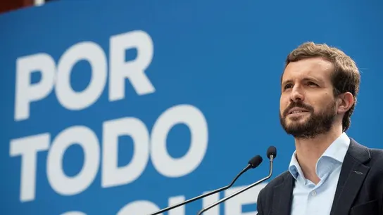 El líder del PP, Pablo Casado, en un mitin El líder del PP, Pablo Casado, en un mitin