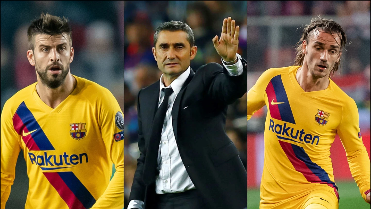 Piqué, Valverde y Griezmann Piqué, Valverde y Griezmann