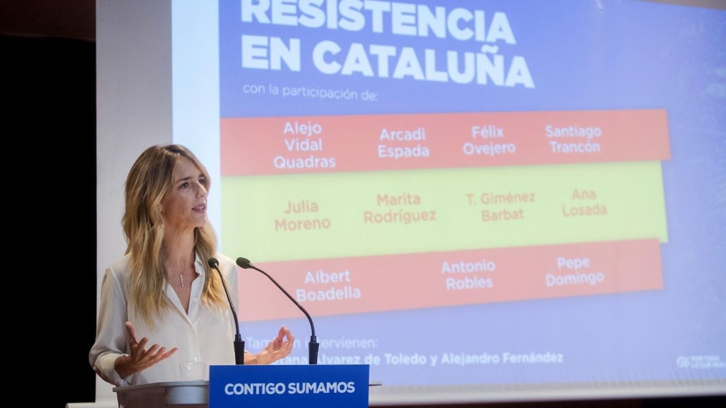Cayetana &Aacute;lvarez de Toledo en un acto electoral en Barcelona