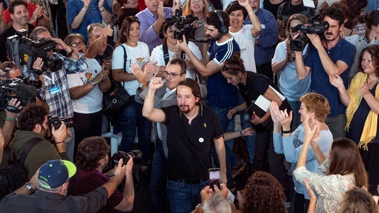 Iglesias en un acto electoral en A Coruña Iglesias en un acto electoral en A Coruña
