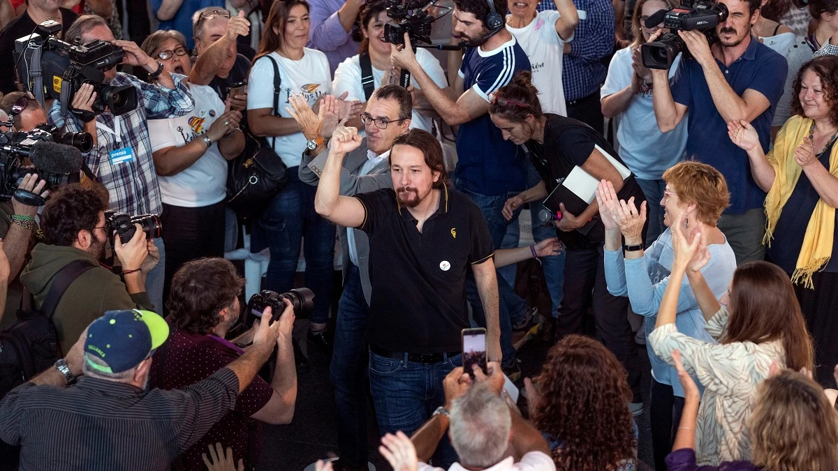 Iglesias en un acto electoral en A Coruña