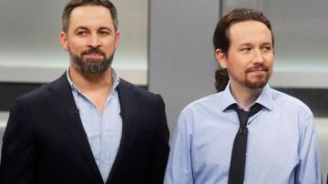 Santiago Abascal y Pablo Iglesias en el debate del 4N