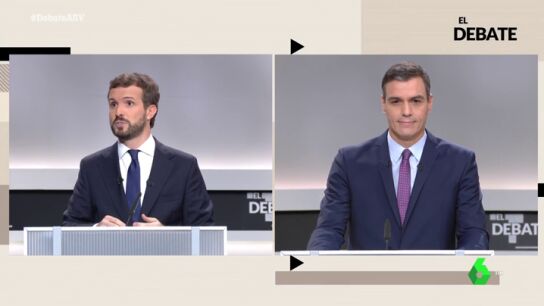 Pablo Casado y Pedro S&aacute;nchez en el debate