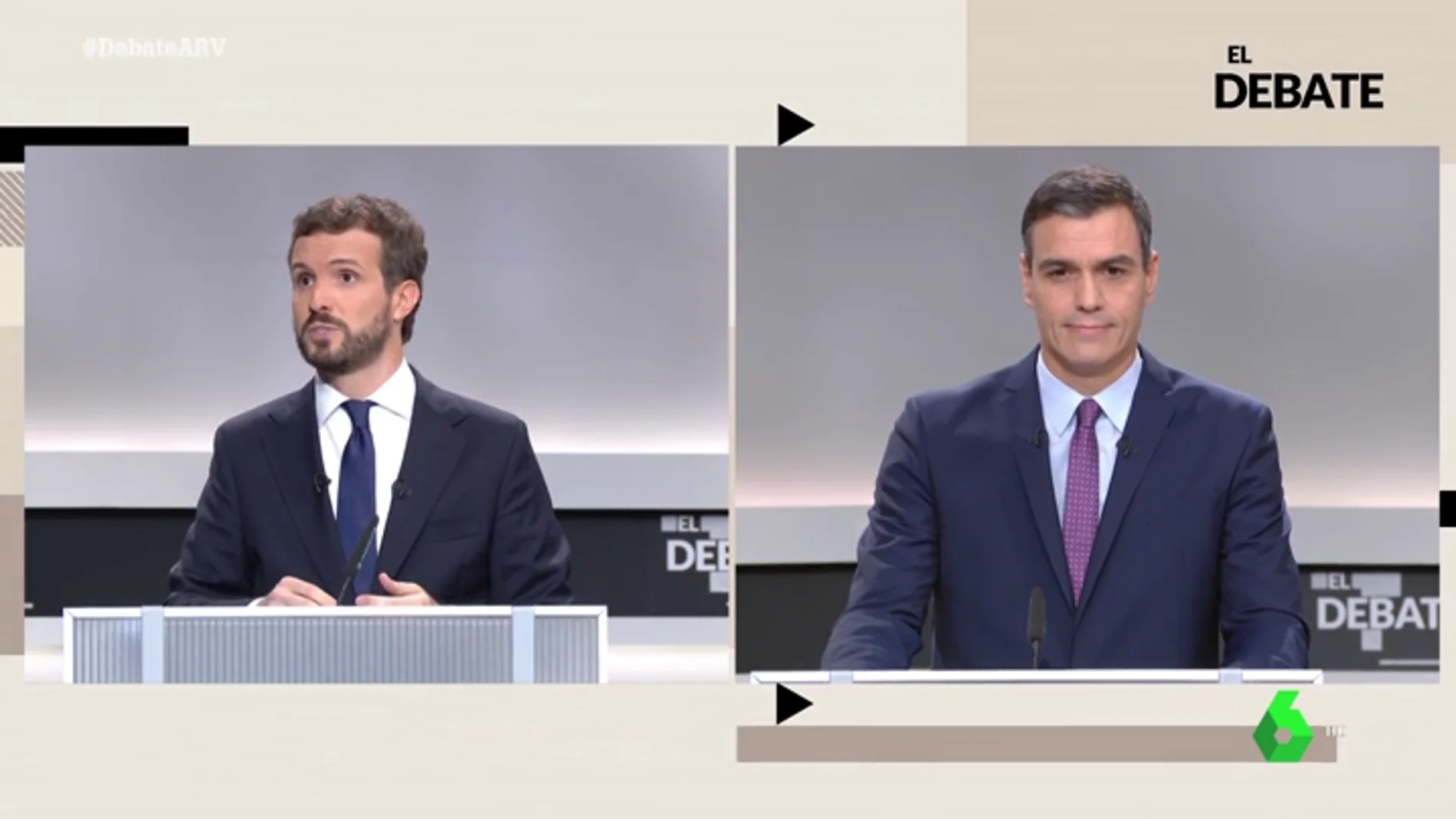 Pablo Casado y Pedro Sánchez en el debate