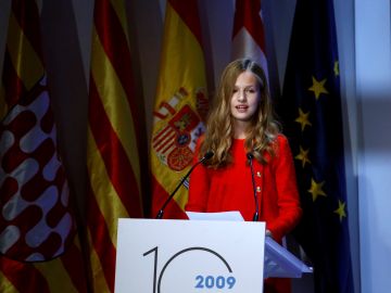 La princesa Leonor en el acto de entrega de los Premios Princesa de Girona