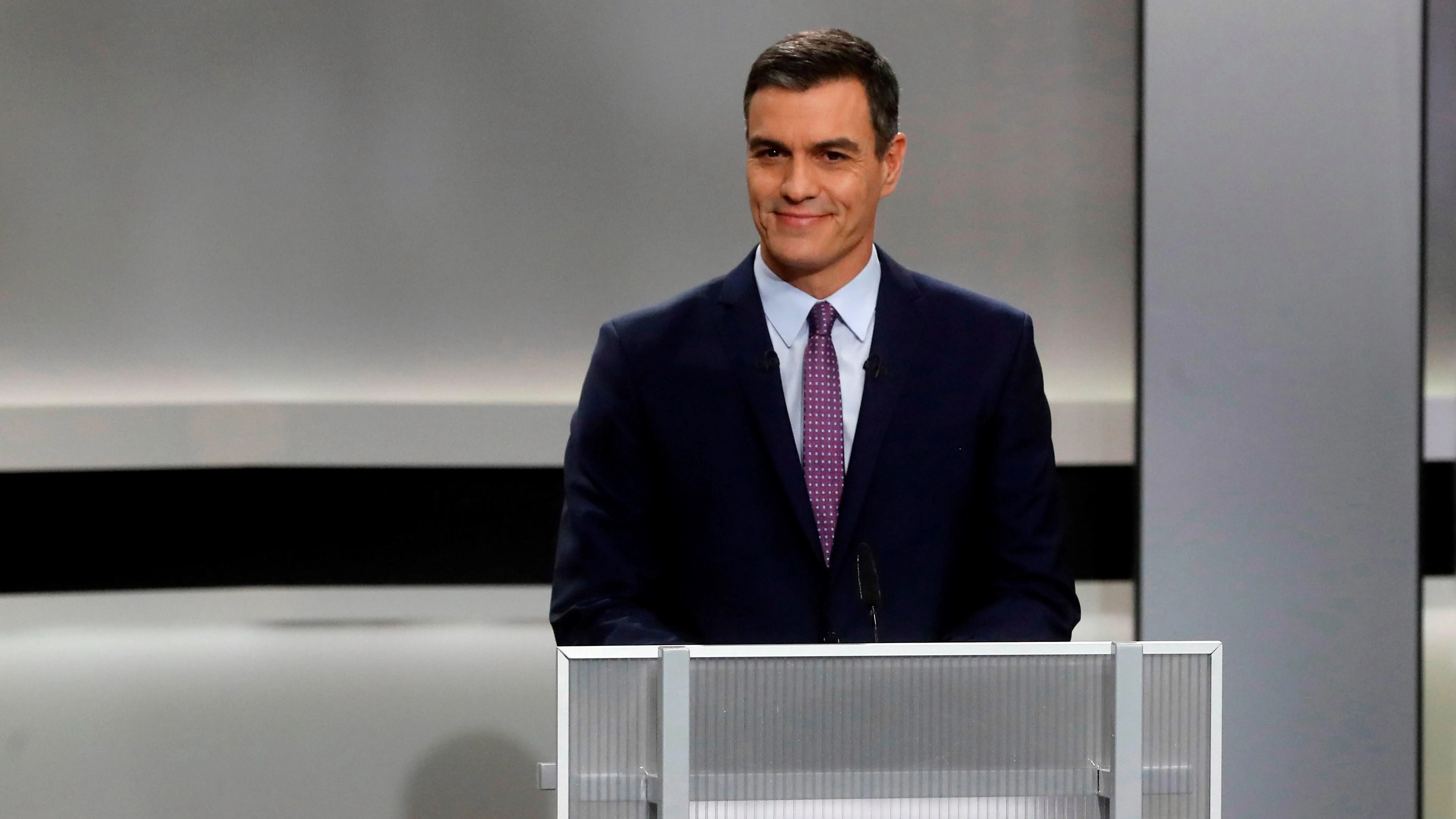 Pedro Sánchez, candidato socialista a la presidencia del Gobierno, durante el debate electoral