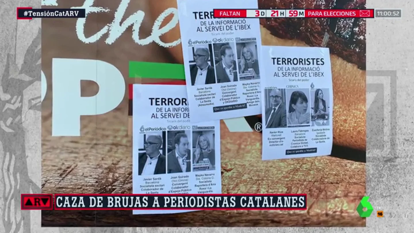Carteles contra periodistas catalanes en Barcelona Carteles contra periodistas catalanes en Barcelona