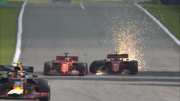 El choque entre los dos Ferrari en Brasil