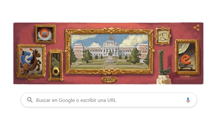 Doodle de Google para conmemorar el bicentenario del Museo del prado