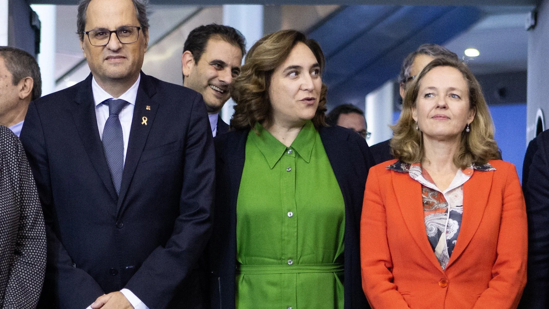 Quim Torra y Nadia Calviño coinciden en un acto marcado por los desencuentros entre la Generalitat y el Gobierno