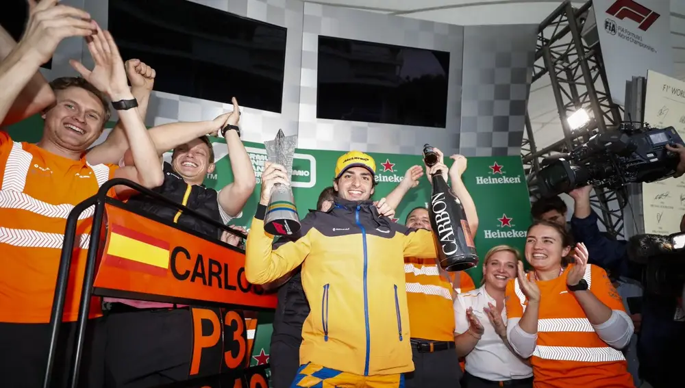 McLaren-podio Carlos Sainz en Brasil 