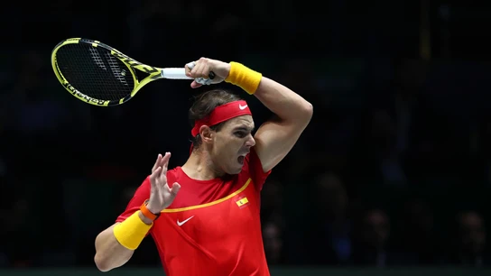 Rafa Nadal disputando el partido frente a Khachanov Rafa Nadal disputando el partido frente a Khachanov