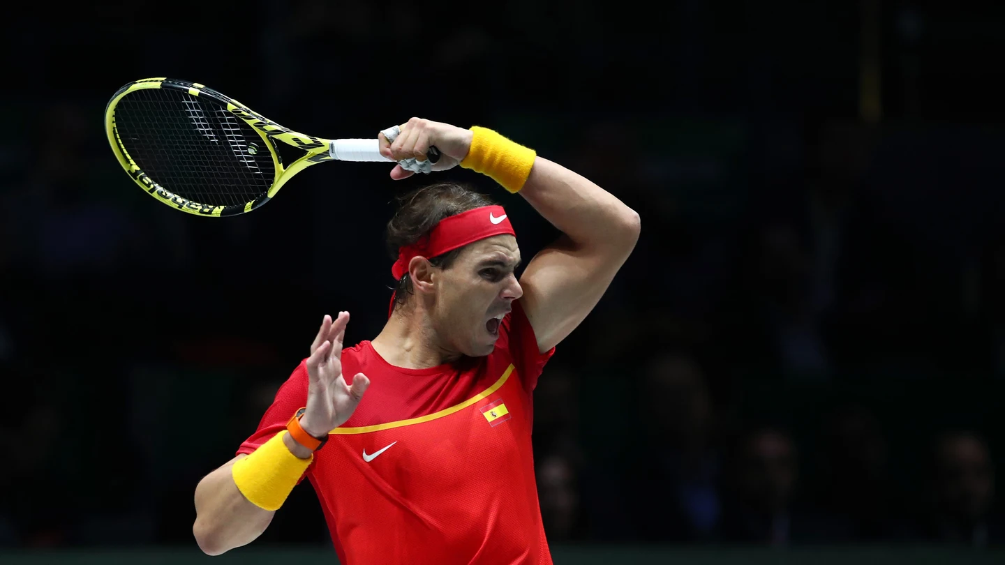 Rafa Nadal disputando el partido frente a Khachanov Rafa Nadal disputando el partido frente a Khachanov