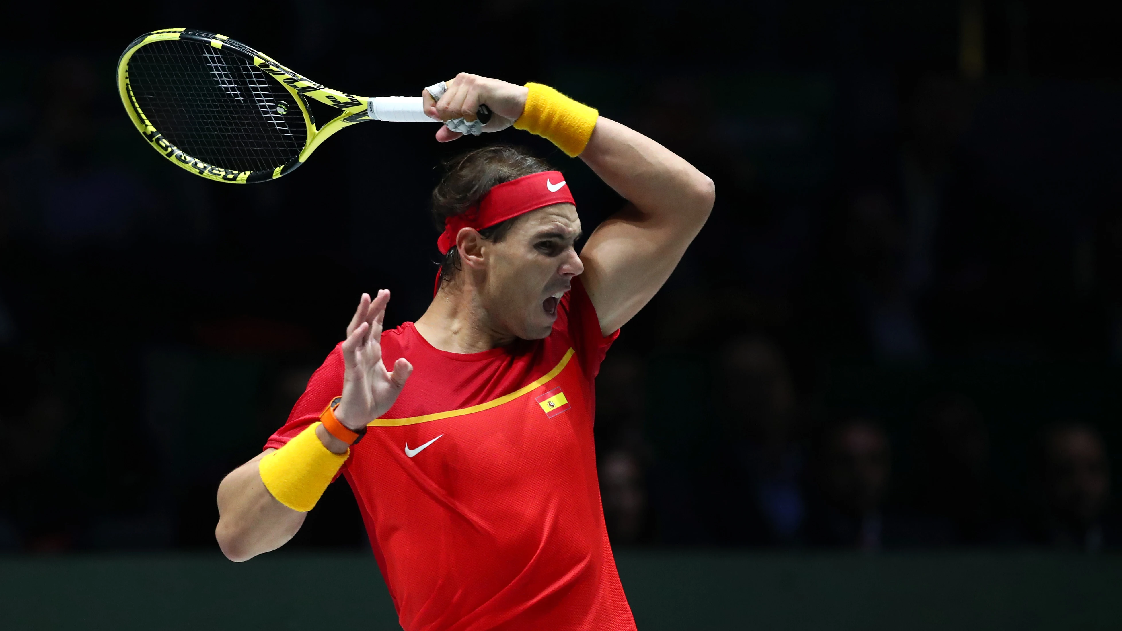 Rafa Nadal disputando el partido frente a Khachanov