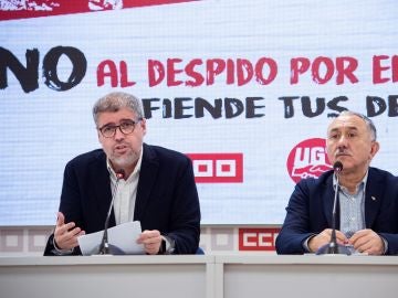 Los secretarios generales de CCOO y UGT, Unai Sordo y Pepe Álvarez Los secretarios generales de CCOO y UGT, Unai Sordo y Pepe Álvarez
