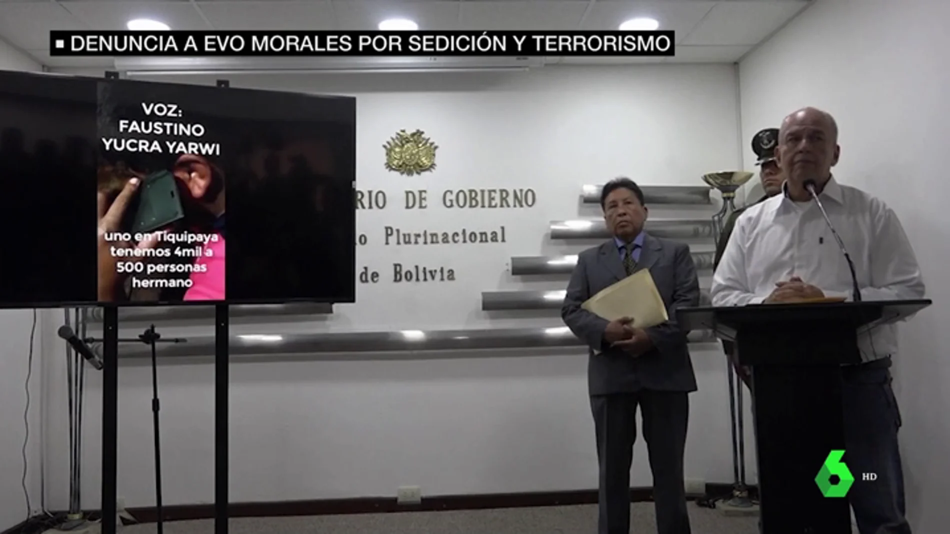 El gobierno interino de Bolivia denuncia a Evo Morales por "sedición y terrorismo"