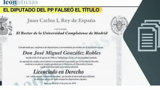Título de Derecho del diputado del PP por León Título de Derecho del diputado del PP por León