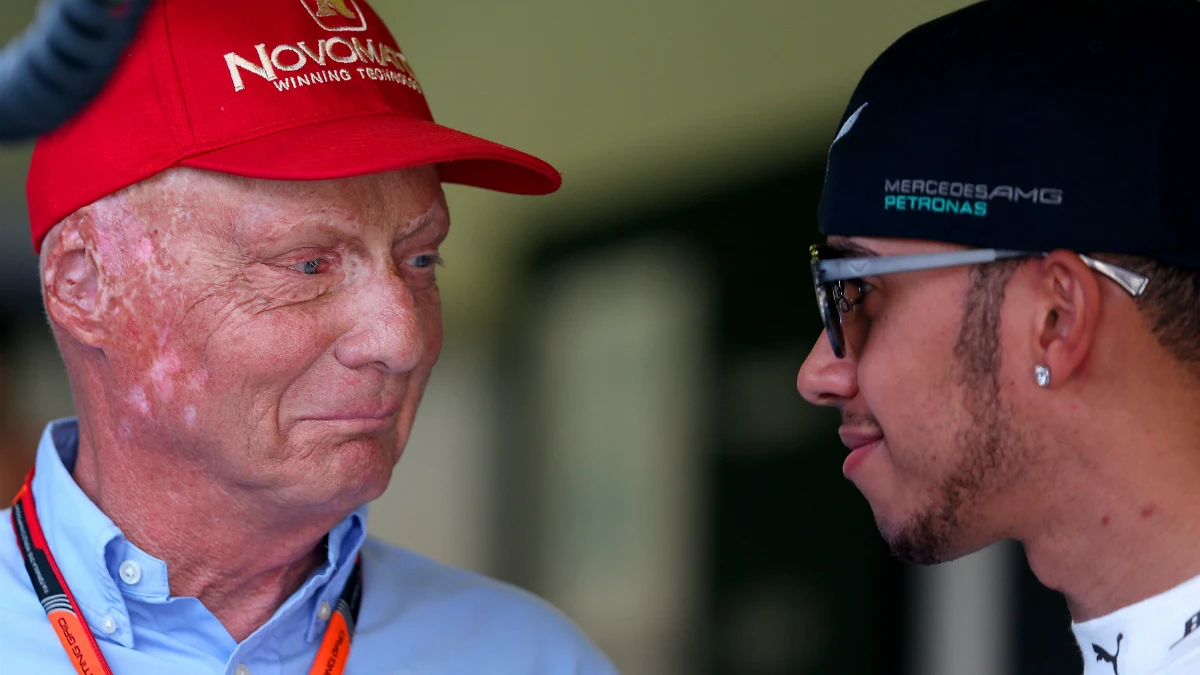 Niki Lauda, con Lewis Hamilton