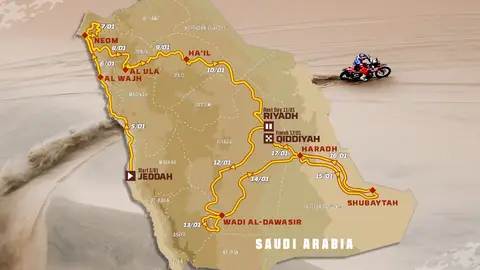 Por primera vez el Dakar se disputará integramente en Arabia Saudí Por primera vez el Dakar se disputará integramente en Arabia Saudí
