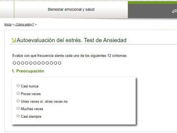 Imagen de una de las preguntas de autoevaluación del estrés Imagen de una de las preguntas de autoevaluación del estrés