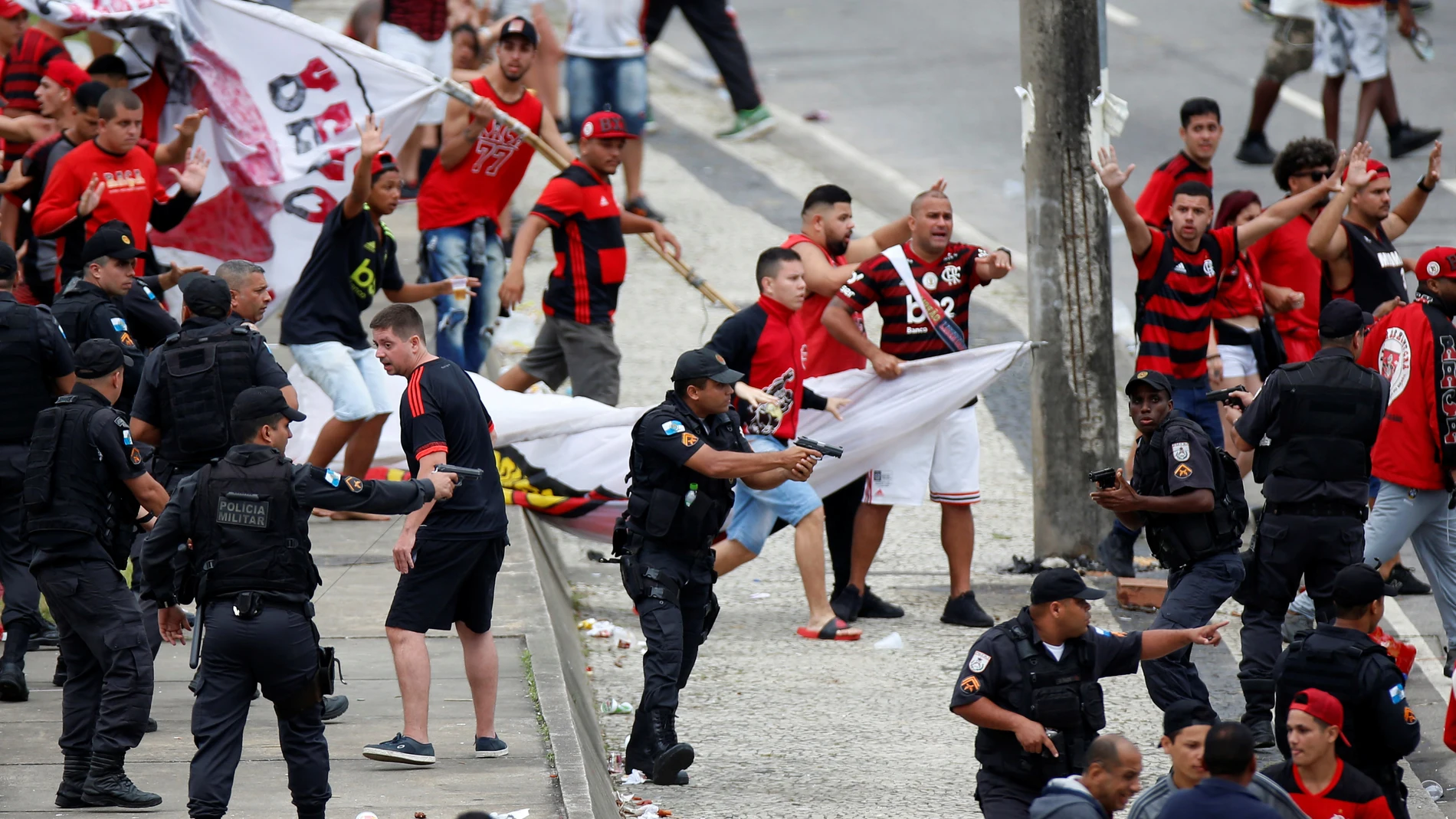 Momento de los disturbios en Río de Janeiro