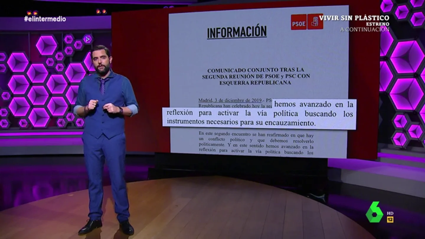 Dani Mateo 'destapa' los borradores del comunicado del PSOE tras su reunión con ERC (con dedicatoria de Ábalos a Rufián incluida) Dani Mateo 'destapa' los borradores del comunicado del PSOE tras su reunión con ERC (con dedicatoria de Ábalos a Rufián incluida)