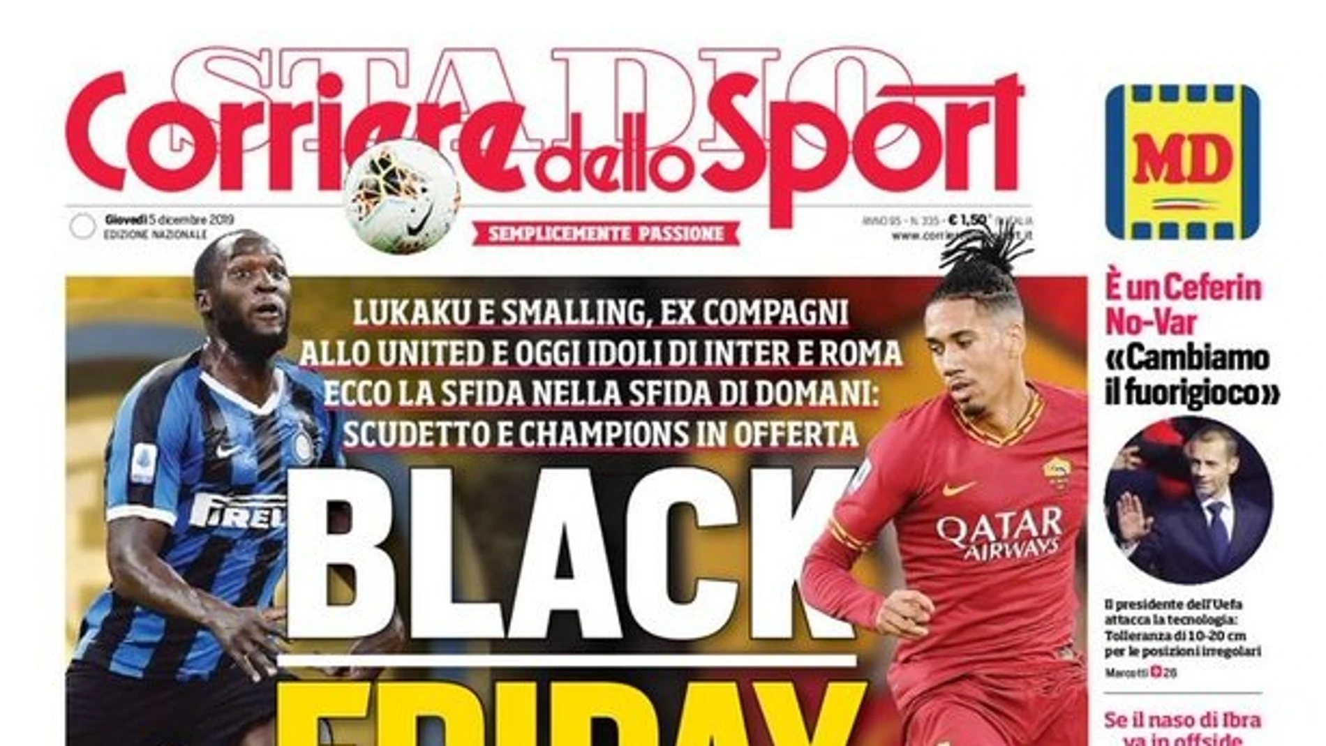 La polémica portada del Corriere dello Sport