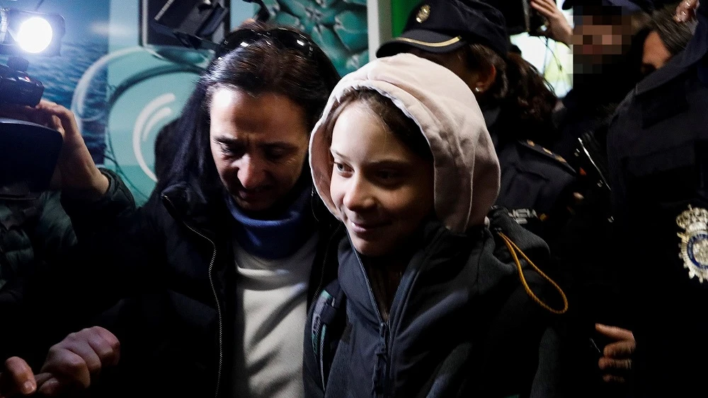 Greta Thunberg a su llegada a Madrid