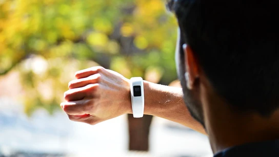 Imagen de archivo de una pulsera Fitbit. Imagen de archivo de una pulsera Fitbit.