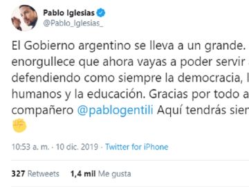 Pablo Iglesias se despide de Pablo Gentili Pablo Iglesias se despide de Pablo Gentili