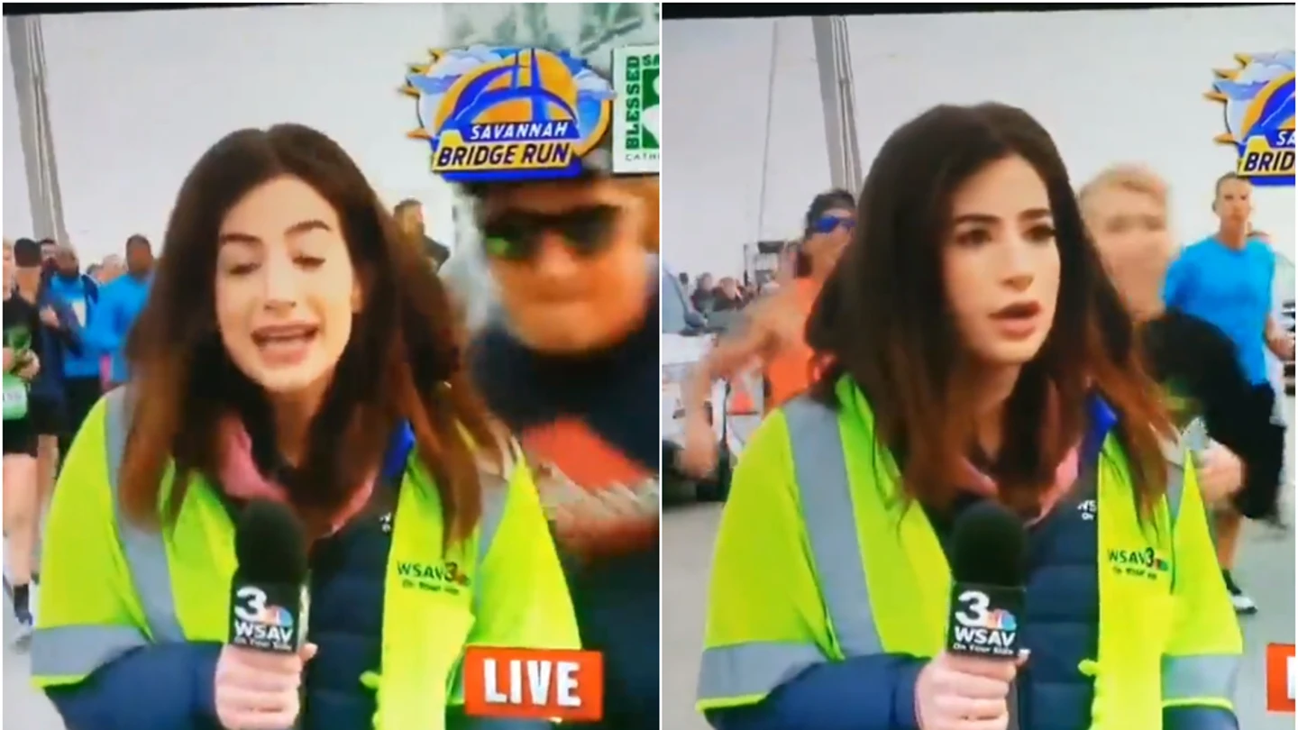 Una periodista recibe un azote en mitad de un directo Una periodista recibe un azote en mitad de un directo