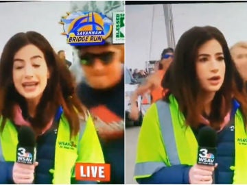 Una periodista recibe un azote en mitad de un directo Una periodista recibe un azote en mitad de un directo