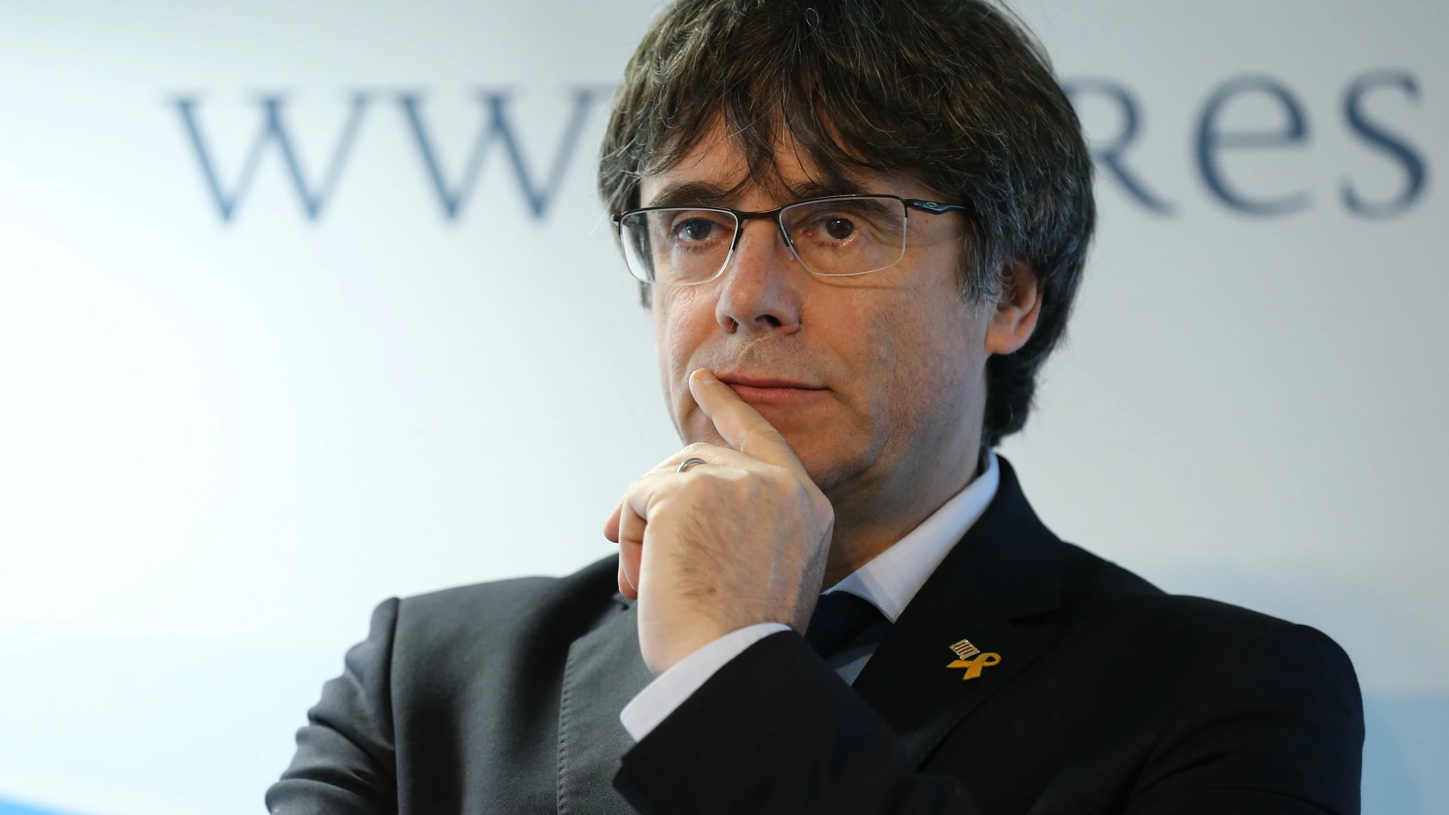 Carles Puigdemont durante un acto en Bruselas