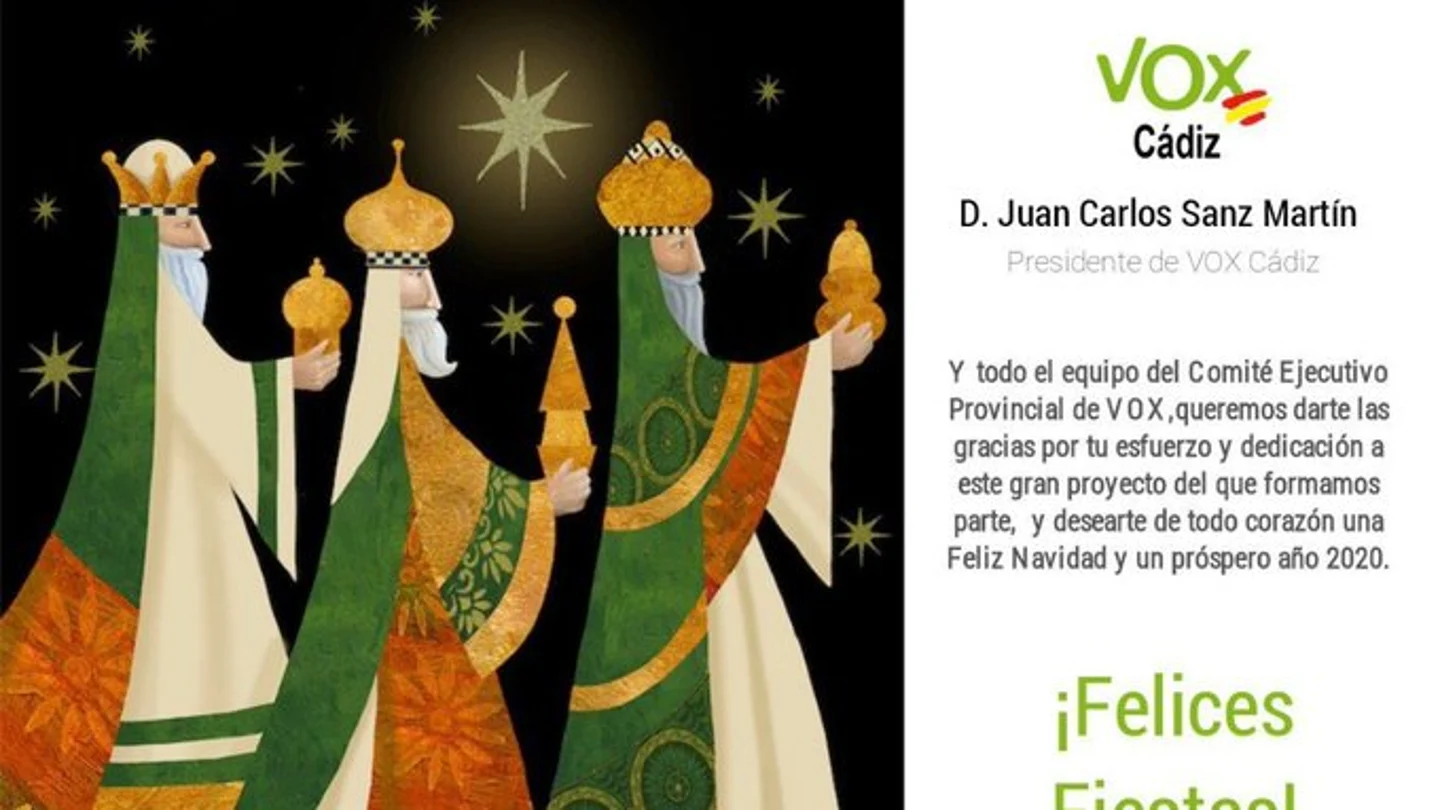 La polémica felicitación de Navidad atribuida a Vox La polémica felicitación de Navidad atribuida a Vox