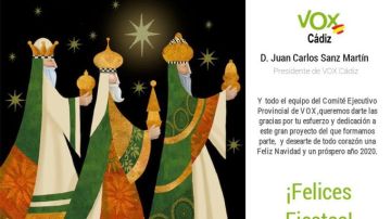 La polémica felicitación de Navidad atribuida a Vox