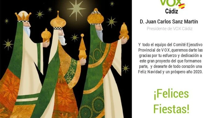 La polémica felicitación de Navidad atribuida a Vox